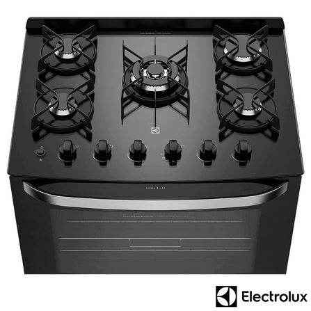 Fogão de Piso Electrolux de 05 Bocas com Mesa de Vidro Preto - 76GS