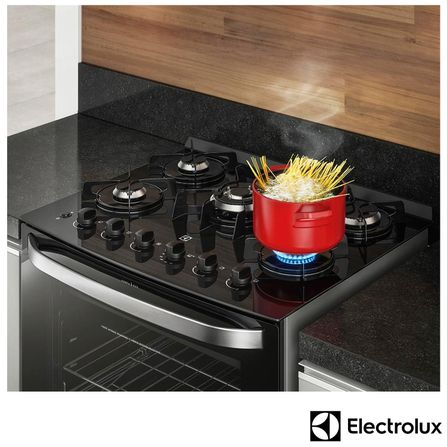 Fogão de Piso Electrolux de 05 Bocas com Mesa de Vidro Preto - 76GS
