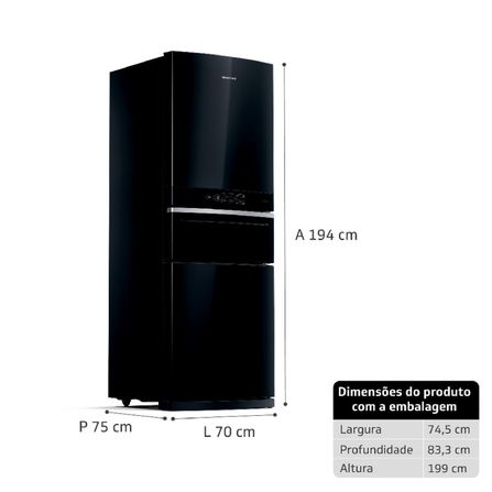Geladeira Brastemp Inverse 3 Frost Free 419 litros cor Preta com Freeze Control Pro BRY59CE