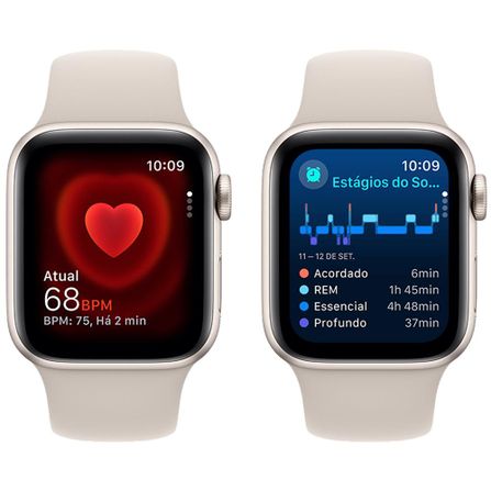 Apple Watch SE (GPS 40 mm) Caixa Estelar de Alumínio Pulseira Esportiva Estelar – P/M