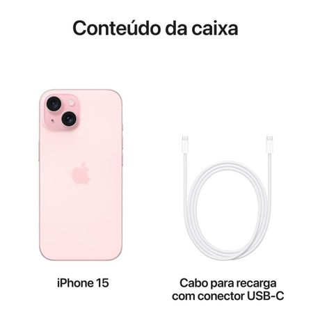 iPhone 15 Apple (128GB) Rosa, Tela de 6,1", 5G e Câmera de 48 MP