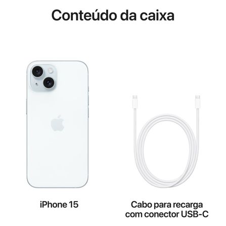 iPhone 15 Apple (128GB) Azul, Tela de 6,1", 5G e Câmera de 48 MP