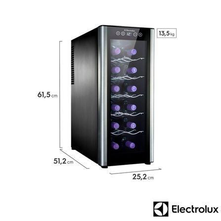 Adega de Vinhos Electrolux para 12 Garrafas com até 18°C e Controle de Temperatura - ACB12