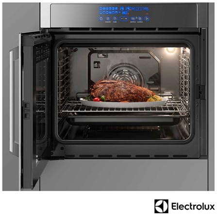 Forno Elétrico de Embutir Electrolux Vidro Espelhado com Frame com 80 Litros, Grill e Painel Touch Inox - OE9XT