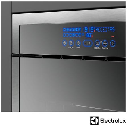 Forno Elétrico de Embutir Electrolux Vidro Espelhado com Frame com 80 Litros, Grill e Painel Touch Inox - OE9XT