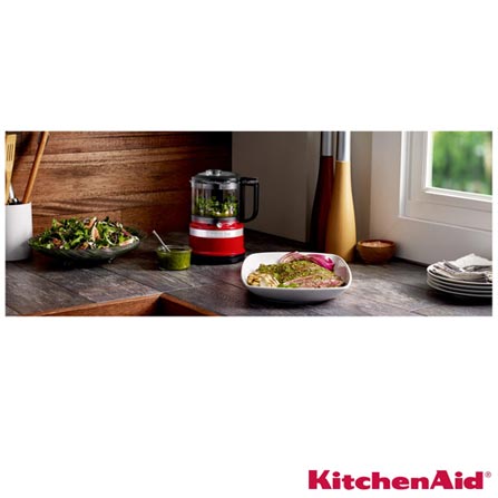Mini Processador de Alimentos KitchenAid Empire Red com 02 Velocidades, Capacidade de 0,8 Litros - KJA03BV