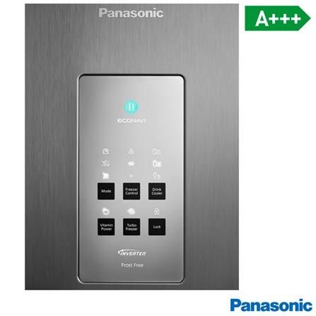 Refrigerador Bottom Freezer Panasonic de 02 Portas Frost Free com 425 Litros e Painel Easy Touch Aço Escovado - BB5