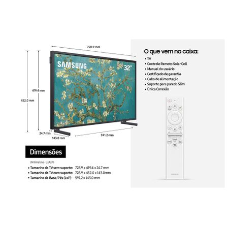 Smart TV Samsung The Frame QLED 4K 55'' Polegadas 55LS03B com Design Slim, Conexão Única e Wi-Fi