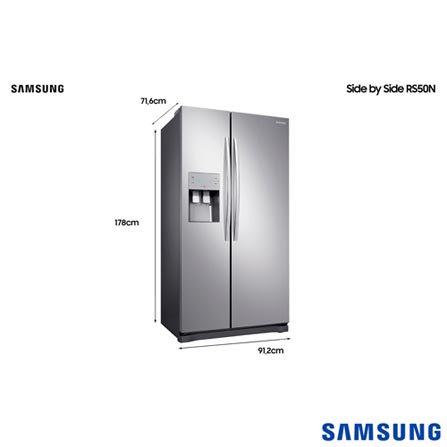 Refrigerador Side By Side Samsung de 02 Portas Frost Free com 501 Litros Painel Eletrônico Inox - RS50N3413S8/AZ