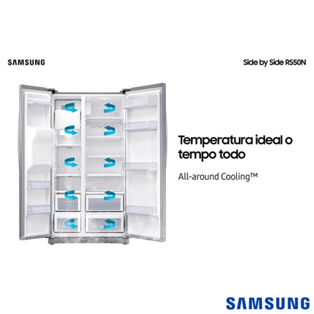 Refrigerador Side By Side Samsung de 02 Portas Frost Free com 501 Litros Painel Eletrônico Inox - RS50N3413S8/AZ