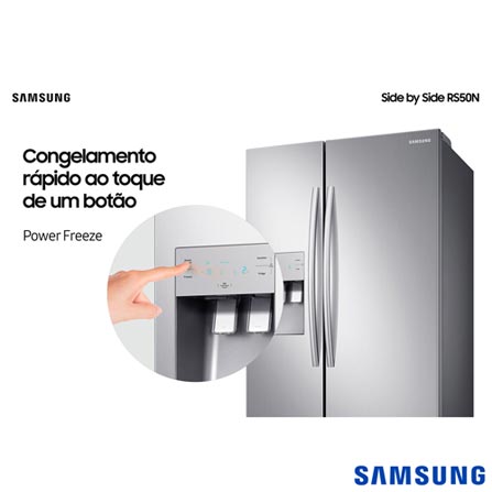 Refrigerador Side By Side Samsung de 02 Portas Frost Free com 501 Litros Painel Eletrônico Inox - RS50N3413S8/AZ