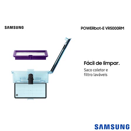 Robô Aspirador Samsung 2 em 1 VR5000RM Aspira e Passa Pano com Wi-Fi- VR05
