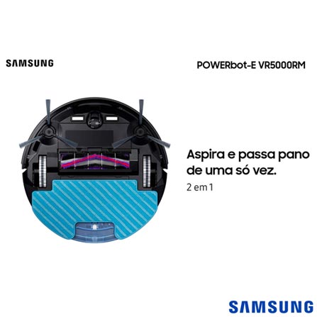 Robô Aspirador Samsung 2 em 1 VR5000RM Aspira e Passa Pano com Wi-Fi- VR05
