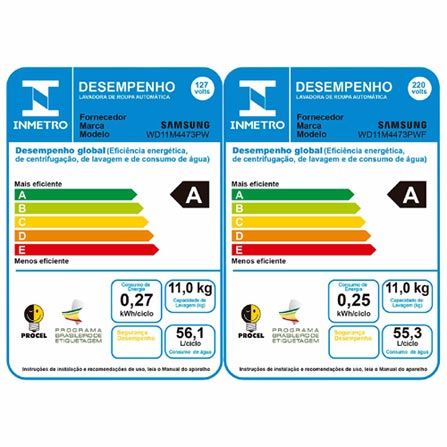 Lava Seca 11 Kg Samsung 3 em 1 Branca com 12 Programas de Lavagem - WD11M4473PW