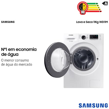 Lava Seca 11 Kg Samsung 3 em 1 Branca com 12 Programas de Lavagem - WD11M4473PW