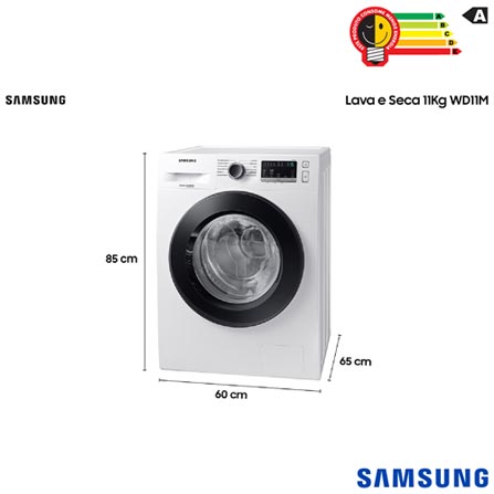 Lava Seca 11 Kg Samsung 3 em 1 Branca com 12 Programas de Lavagem - WD11M4473PW