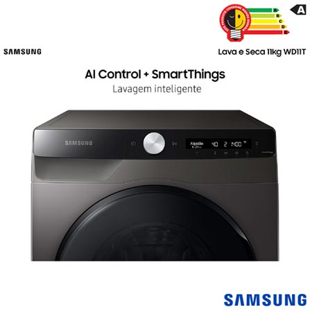 Lava & Seca 11 Kg Samsung SmartThings Inox Look com 12 Programas de Lavagem - WD11T504DBX