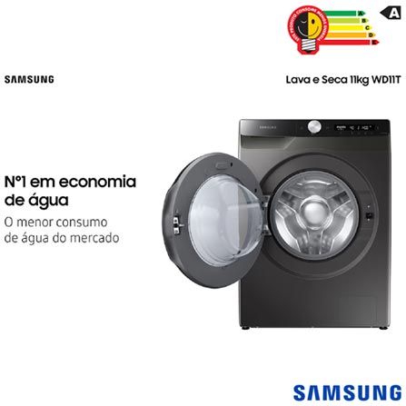 Lava & Seca 11 Kg Samsung SmartThings Inox Look com 12 Programas de Lavagem - WD11T504DBX