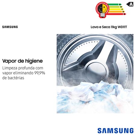 Lava & Seca 11 Kg Samsung SmartThings Inox Look com 12 Programas de Lavagem - WD11T504DBX
