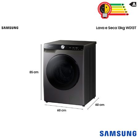 Lava Seca 13 Kg Look Samsung Eco Bubble Inox com 24 Programas de Lavagem - WD13