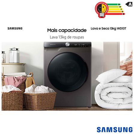 Lava Seca 13 Kg Look Samsung Eco Bubble Inox com 24 Programas de Lavagem - WD13