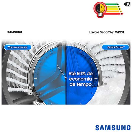 Lava Seca 13 Kg Look Samsung Eco Bubble Inox com 24 Programas de Lavagem - WD13