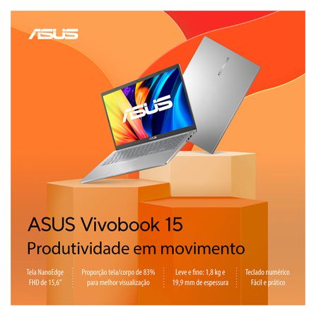 Notebook Asus Vivo Book 15, Intel Core i5 1135G7, 8GB, 512GB SSD, Tela de 15,6", Windows 11 - X1500EA-EJ3670W