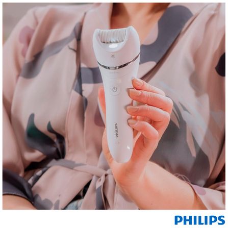 Depilador Elétrico Phillips Satinelle para uso Molhado com 01 Velocidade Branco com detalhes em Chumbo - BRE700/00