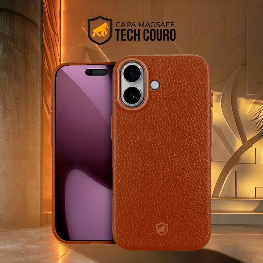 Capa case capinha para iPhone 17 Pro - Magsafe Tech Couro - Marrom - Gshield