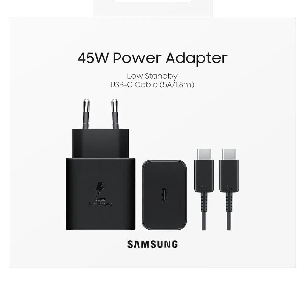 Carregador de Parede Samsung 45W EP-T4511X Super Rápido Preto