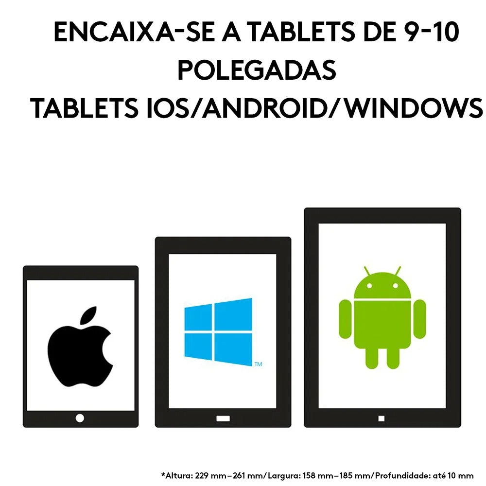 Capa com teclado Logitech Universal Folio com Conexão Bluetooth 3.0 para Tablets Android, Apple ou Windows de 9-10"