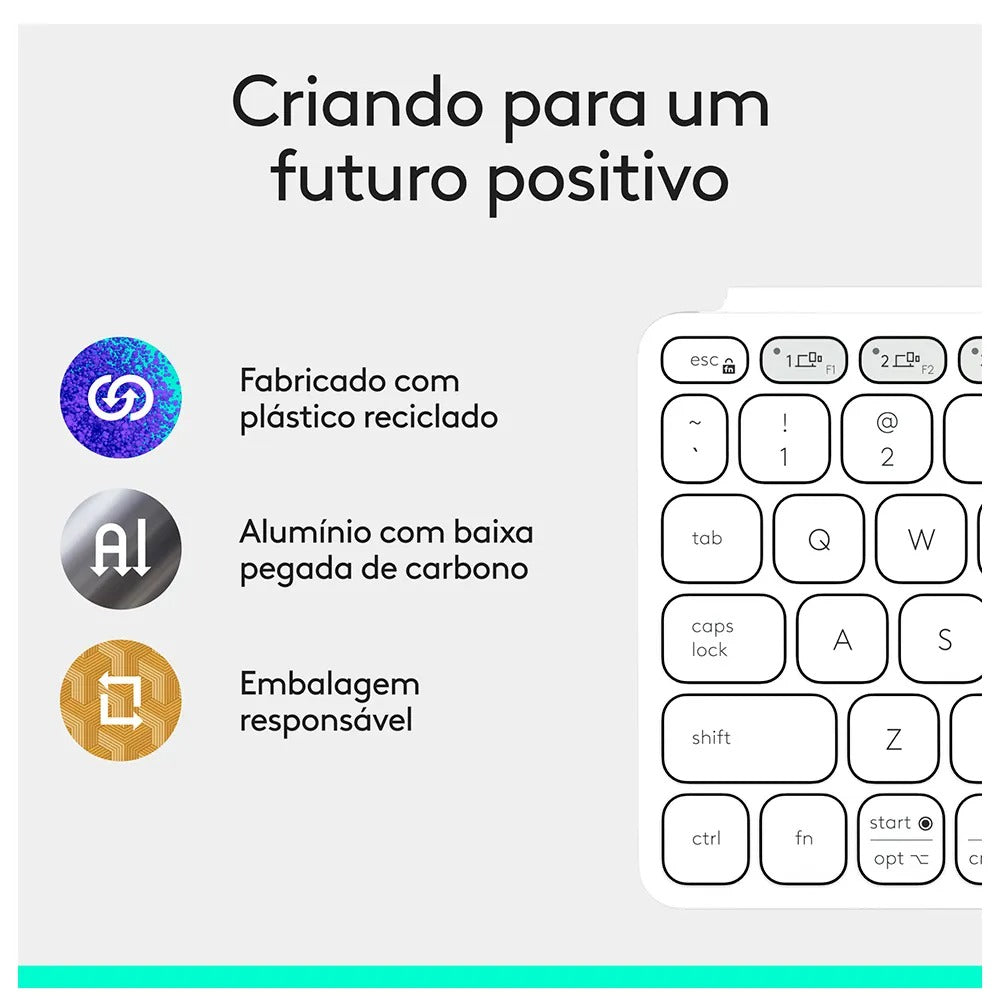 Teclado sem Fio Portátil Logitech Keys-To-Go 2 para Tablets, iPad, com Capa Integrada e Conexão Bluetooth - Cinza Claro