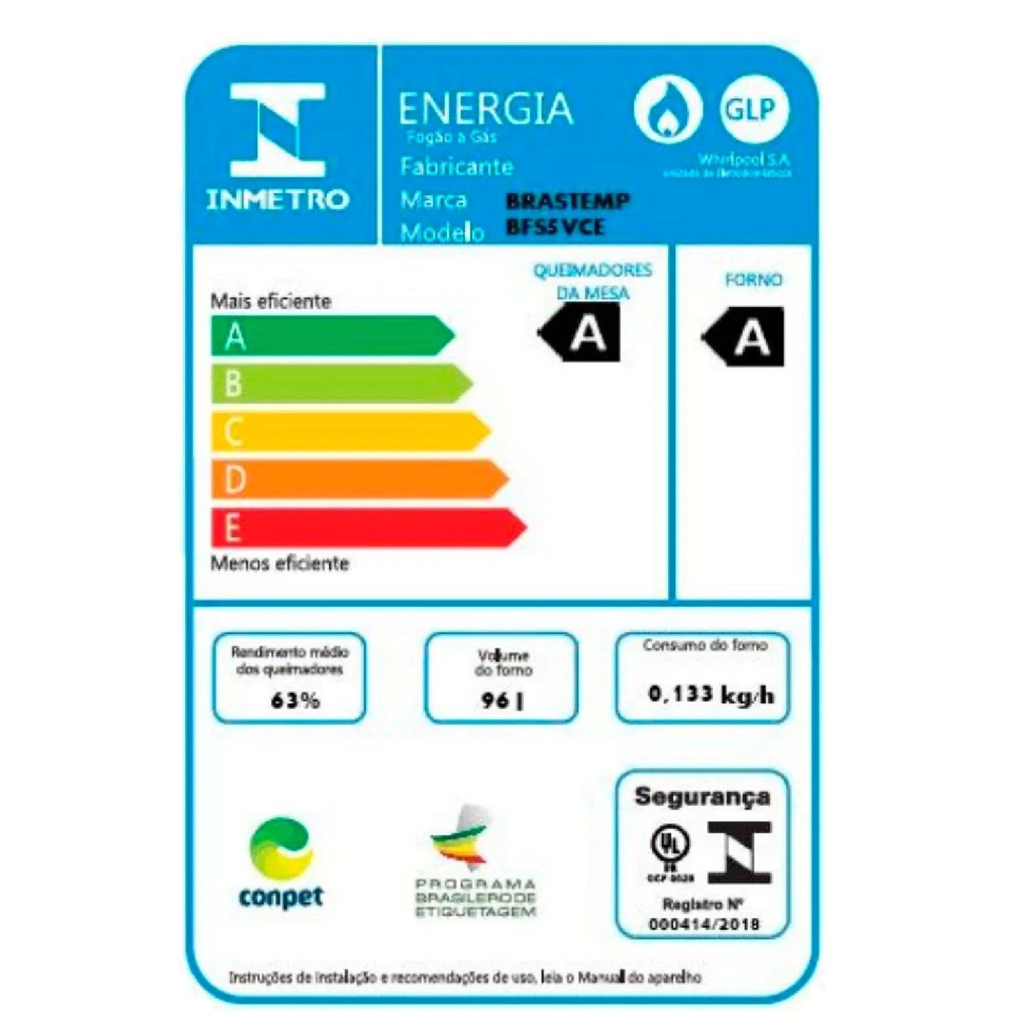 Fogão Brastemp 5 Bocas Preto com Turbo Chama com Mesa de Vidro - BFS5VCE