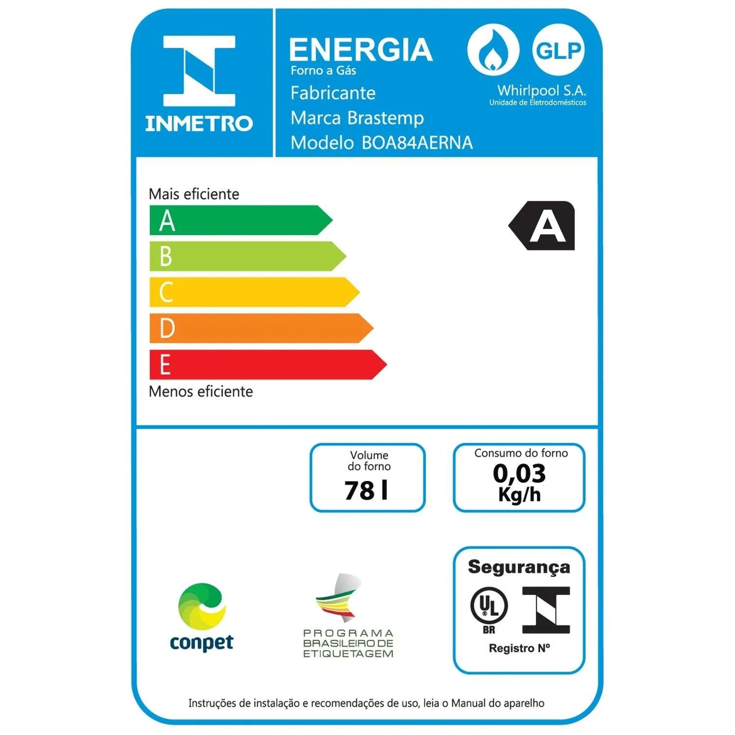 Forno de Embutir a Gás Brastemp 78 Litros Preto com Grill e Timer Touch - BOA84AE