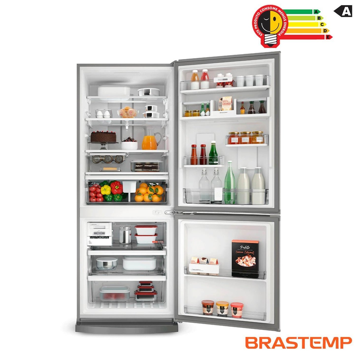 Refrigerador Brastemp Frost Free 443L Inox com Turbo Ice Inverse BRE57AK