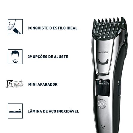 Aparador De Pelos Multifuncional Panasonic D-Perfector Barba, Cabelo E Corpo Alta Precisão Bivolt – ER-GB80