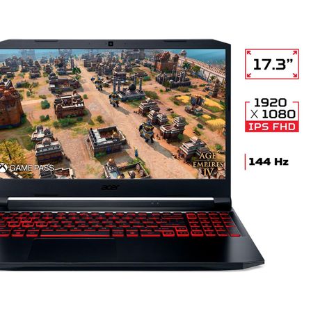 Notebook Gamer Acer Nitro 5 AN517-54-56Q0 Ci5 Windows 11 Home 8GB 1TB HDD 256GB SSD GTX 1650 17.3'