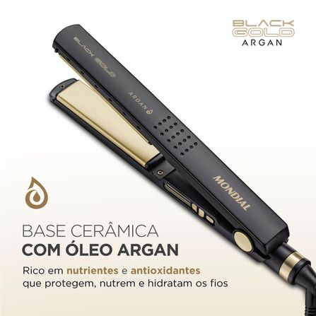 Prancha Alisadora Black Gold Argan Mondial P-30