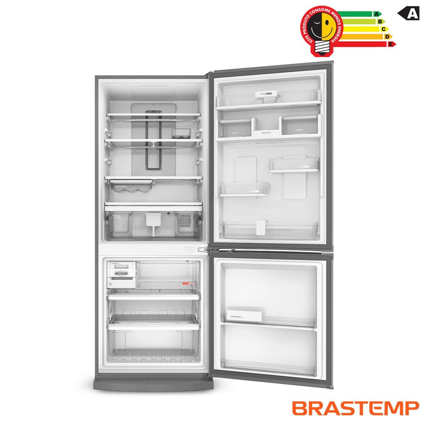 Refrigerador Brastemp Frost Free 443L Inox com Turbo Ice Inverse BRE57AK