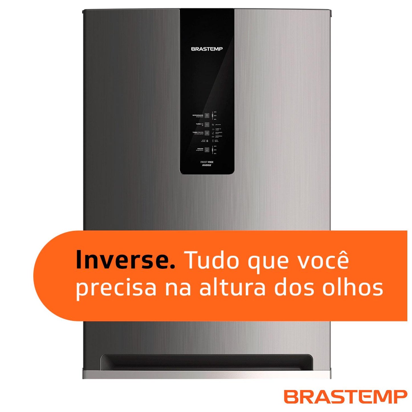 Refrigerador Brastemp Frost Free 443L Inox com Turbo Ice Inverse BRE57AK