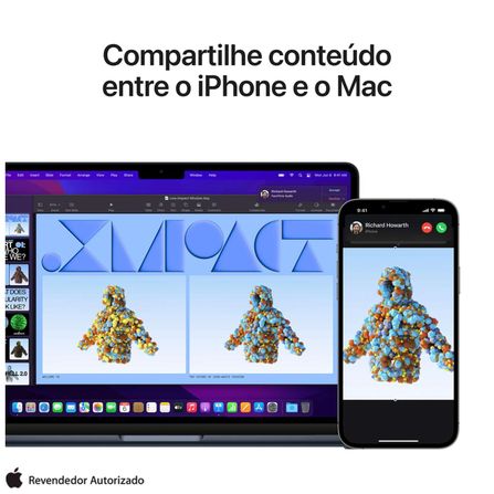 Notebook Apple MacBook Air 13" M2 (CPU de 8 núcleos e GPU de 8 núcleos, 8GB RAM , 256 GB SSD) - Meia-noite