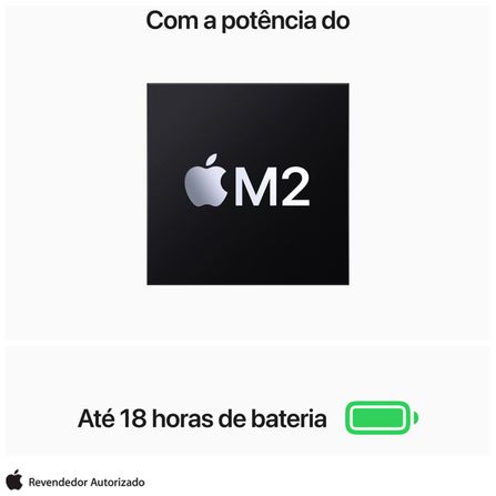 Notebook Apple MacBook Air 13" M2 (CPU de 8 núcleos e GPU de 10 núcleos, 8GB RAM , 512 GB SSD) - Meia-noite