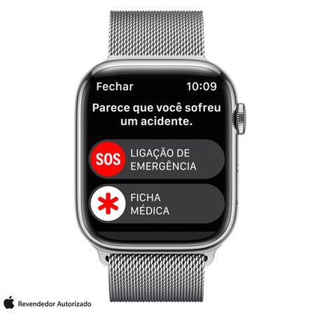 Apple Watch Series 8 (GPS + Cellular 45 mm) Caixa de Aço Inoxidável Prateada, Pulseira Estilo Milanês Prateada