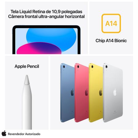 iPad (10ª geração) Apple A14 Bionic (10,9", Wi-Fi, 64GB) - Rosa