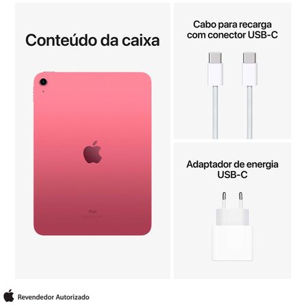 iPad (10ª geração) Apple A14 Bionic (10,9", Wi-Fi, 64GB) - Rosa