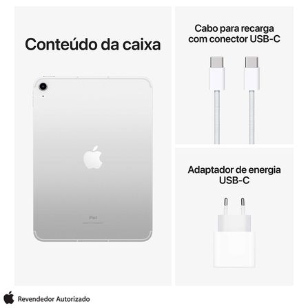 iPad (10ª geração) Apple A14 Bionic (10,9", Wi-Fi + Cellular, 64GB) - Prateado
