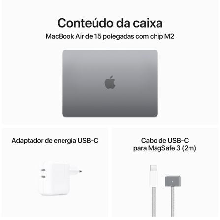 Notebook Apple MacBook Air 15" M2 (8GB RAM , 256 GB SSD) - Cinza Espacial