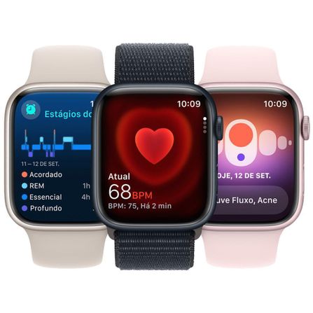 Apple Watch Series 9 (GPS 41 mm) Caixa Estelar de Alumínio com Pulseira Esportiva Estelar - PM