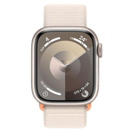 Apple Watch Series 9 (GPS 41 mm) Caixa Estelar de Alumínio com Pulseira Loop Esportiva Estelar
