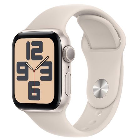 Apple Watch SE (GPS 40 mm) Caixa Estelar de Alumínio Pulseira Esportiva Estelar – P/M